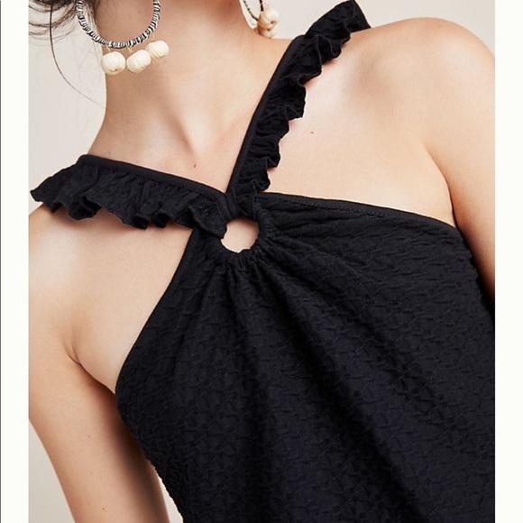 ❌SOLD❌ Anthropology L Marisol Ruffle Halter Blouse - Picture 2 of 9